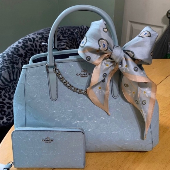 Coach Handbags - Coach Aqua Sm Margot Satchel, Wallet & Silk Scarf NWT on hold for @empoleond2z